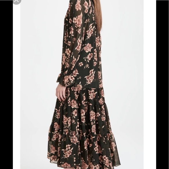 NWT! FREE PEOPLE size S forest combo feeling groovy ruffled long dress - Picture 3 of 14